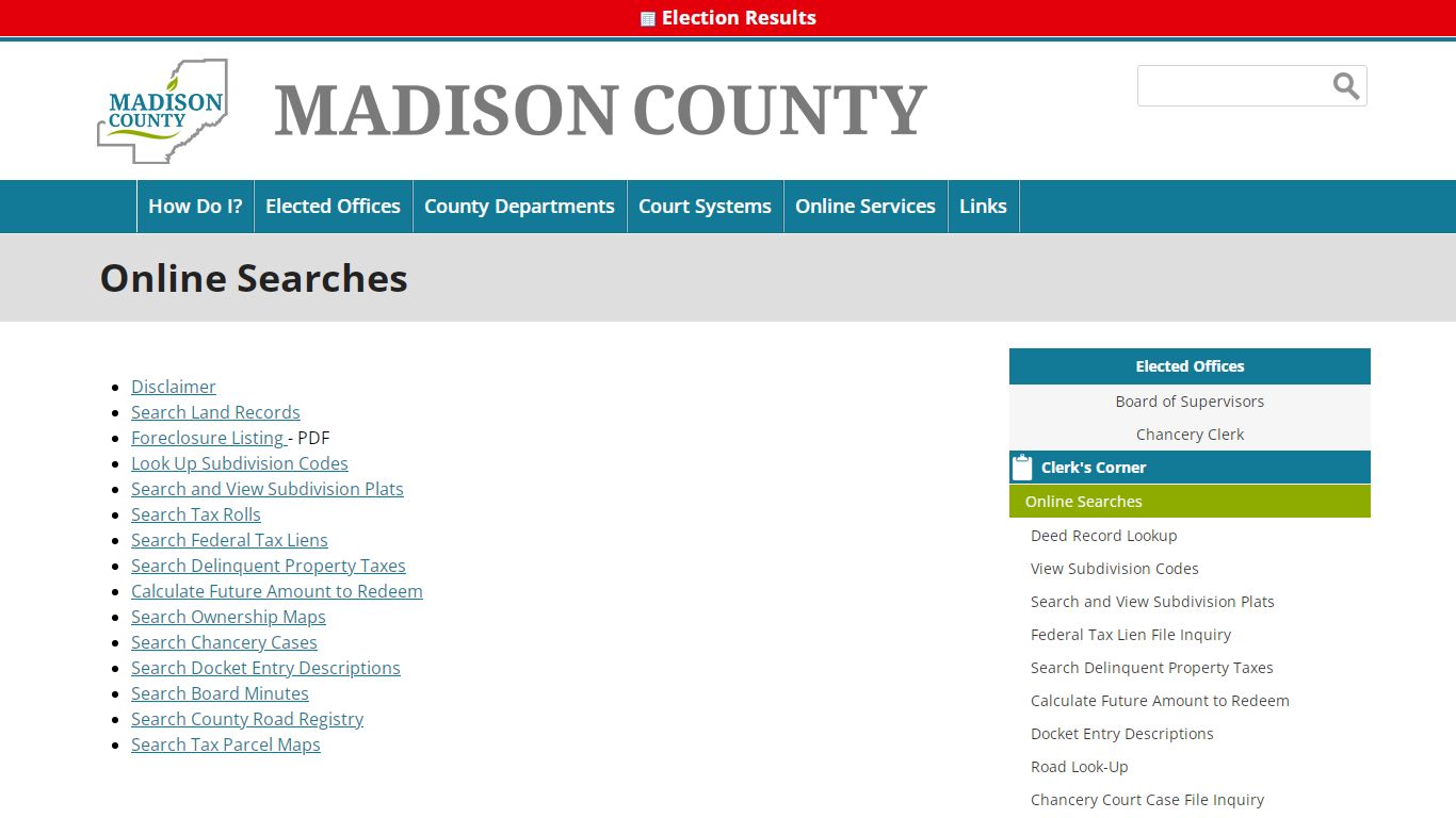Online Searches | Madison County Mississippi